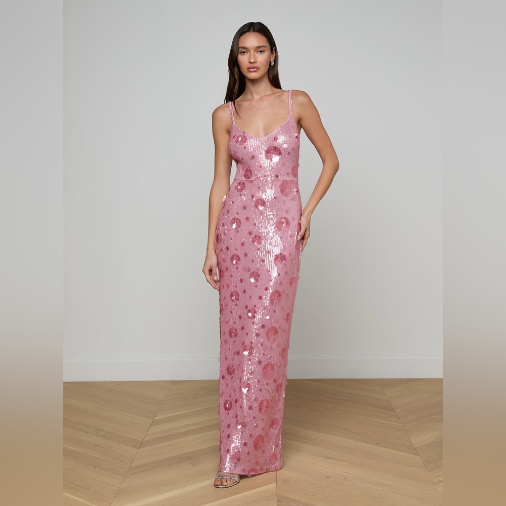 L'AGENCE Karma Pink Embellished Gown